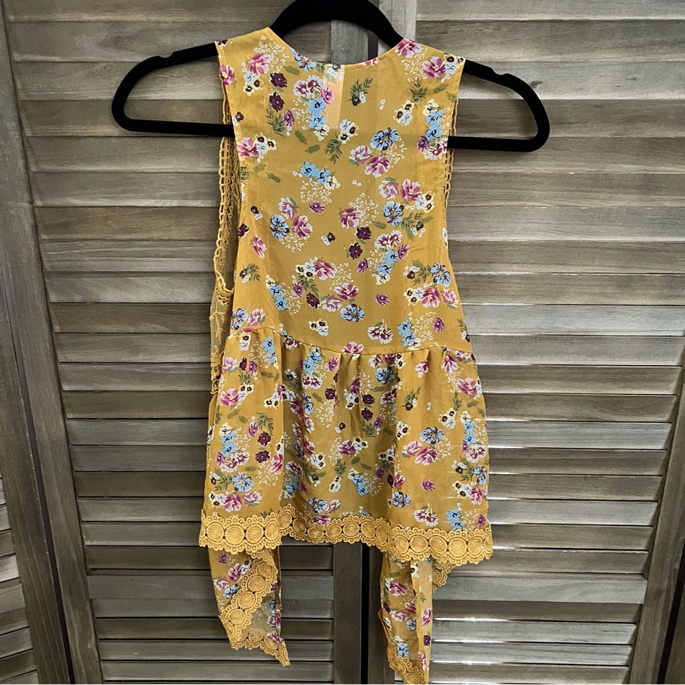 No Boundaries Yellow Floral Print Boho Vest Extra Small - Picture 5 of 10